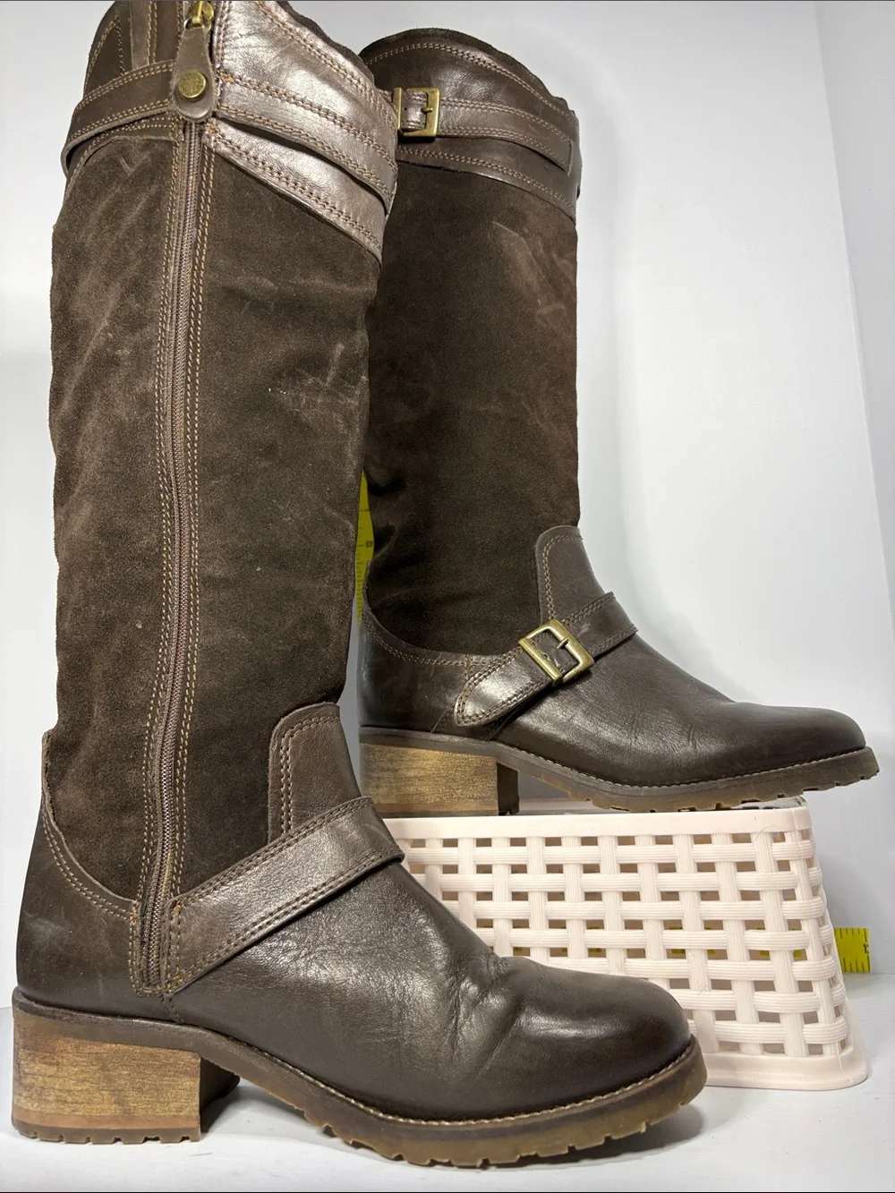 Fabianelli size 38 Women's Brown Leather & Suede Knee-High Riding Boots. Box 27